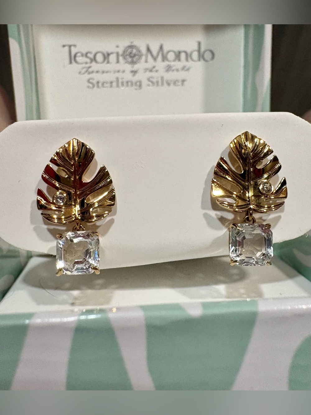 Swarovski Gold Leaf and Crystal Earrings